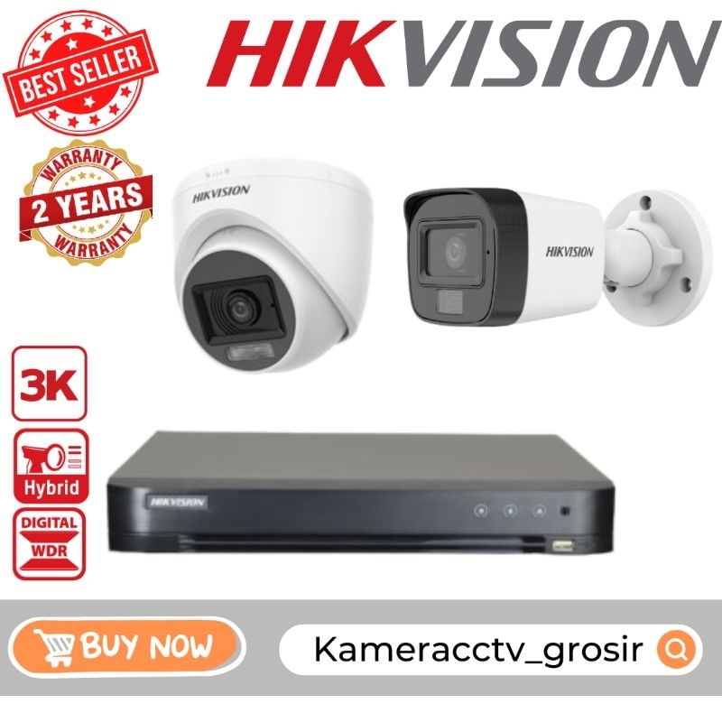 PAKET CCTV HIKVISION 5MP AUDIO COLORVU 4 CHANNEL 2 KAMERA