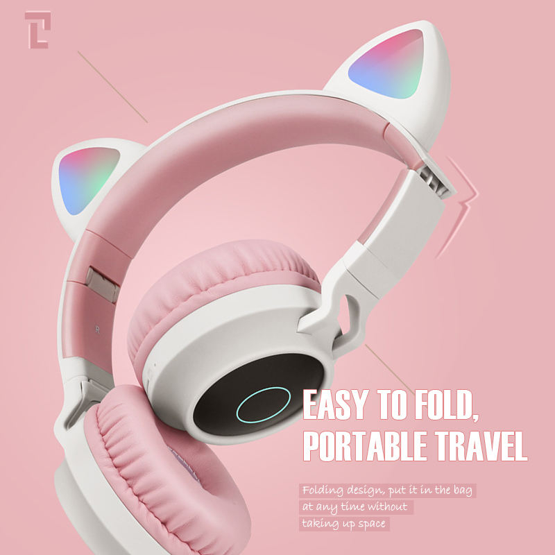 Headset Bluetooth 5.0 Cat Ear Headphone Wireless BT, FM, TF, AUX BT-028C - XOBOX