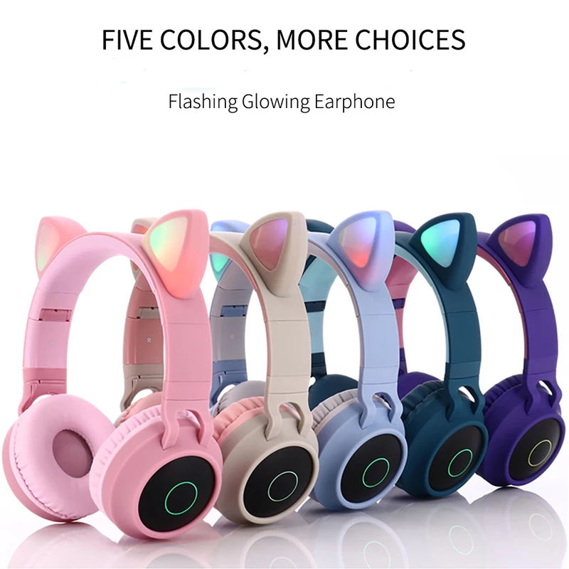 Headset Bluetooth 5.0 Cat Ear Headphone Wireless BT, FM, TF, AUX BT-028C - XOBOX