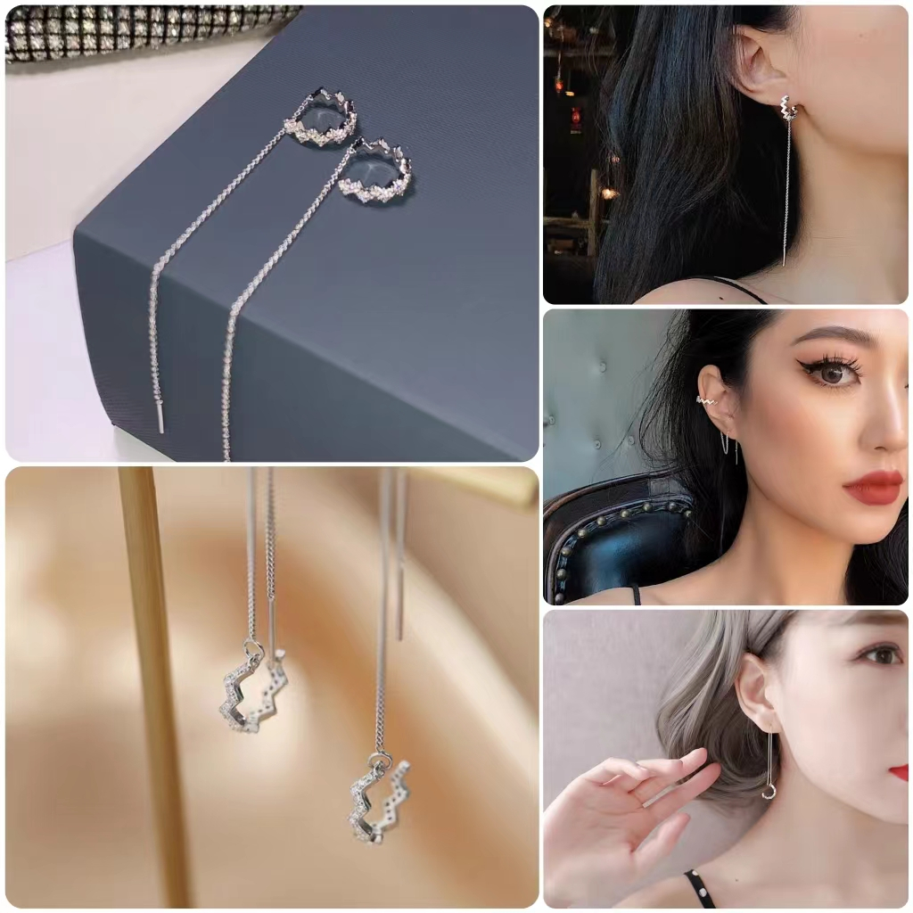 【COD】1 PCS Anting Klip Tulang Telinga Model Rumbai Panjang  - Anting Klip Simple Rumbai Panjang