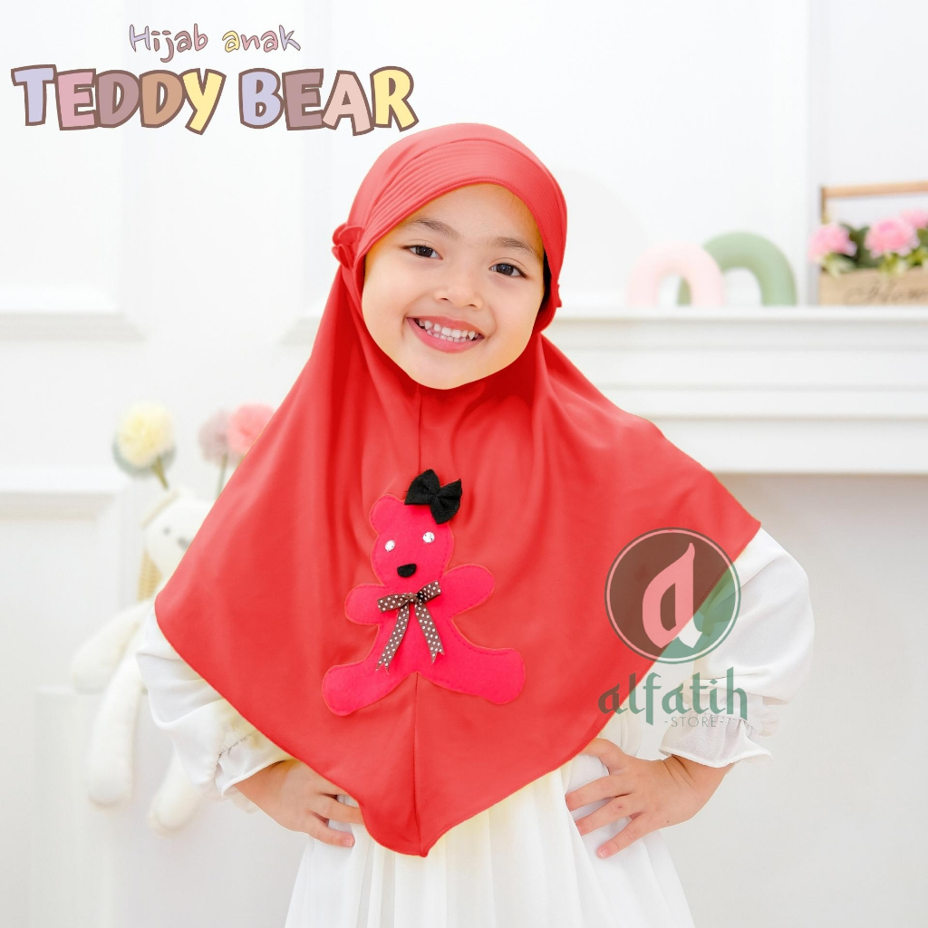 JILBAB ANAK TK - SD TEDDY BEAR / BERUANG / JILBAB ANAK USIA 4-7 TAHUN / PAKAIAN MUSLIM ANAK PEREMPUAN / KERUDUNG ANAK TK / HIJAB ANAK TK-SD KHIMAR ANAK