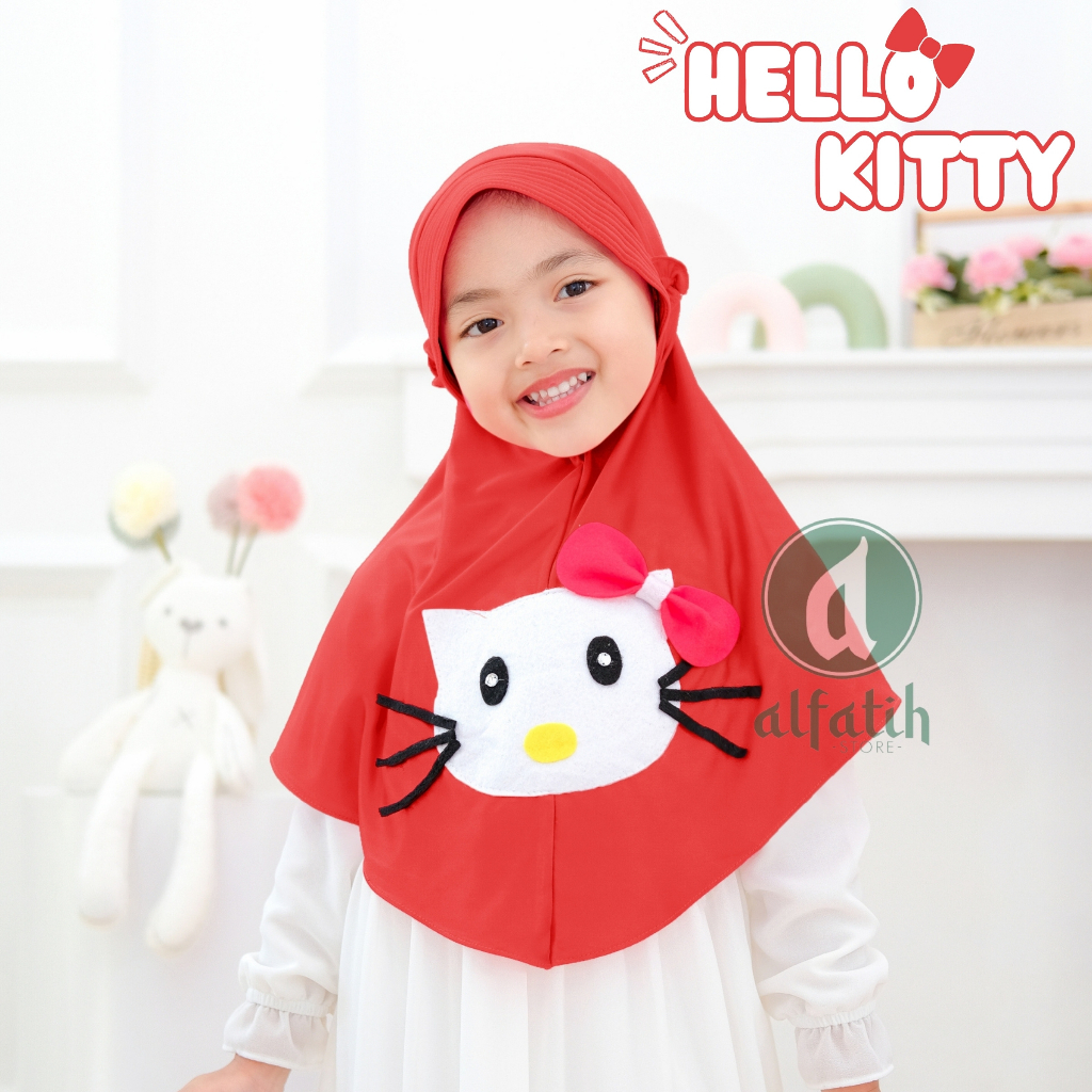 JILBAB ANAK TK - SD HELLO KITTY / HELLO KITTY / JILBAB ANAK USIA 4-7 TAHUN / PAKAIAN MUSLIM ANAK PEREMPUAN / KERUDUNG ANAK TK / HIJAB ANAK TK-SD KHIMAR ANAK