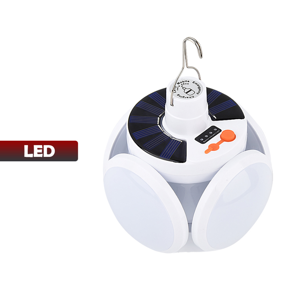 Lampu Darurat Tenaga Surya 5 lampu model LIPAT BENTUK BALL - UFO  Cakupan Cahaya Luas - yoyosoo