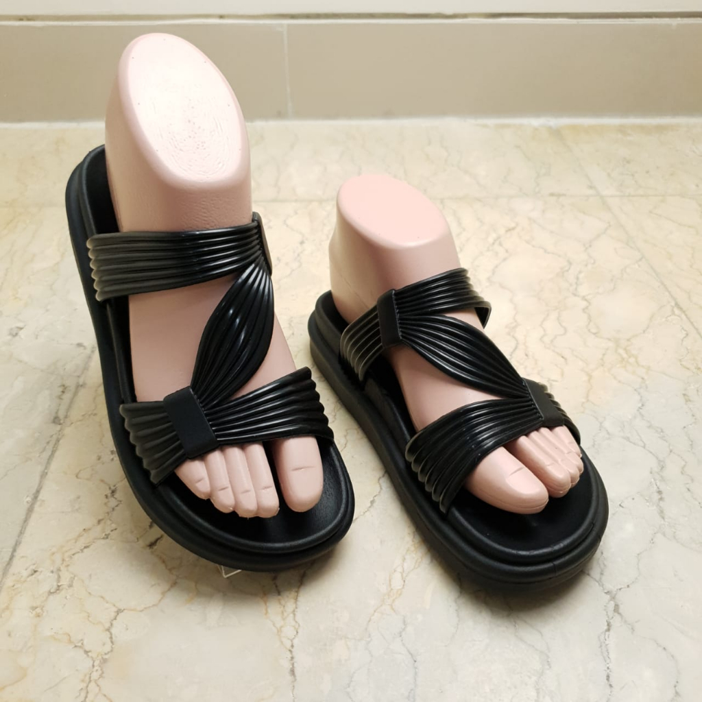 Sandal Slop Karet PCU Wanita Tali Simpul Selempang Simple Import MKY 889-111 37-41