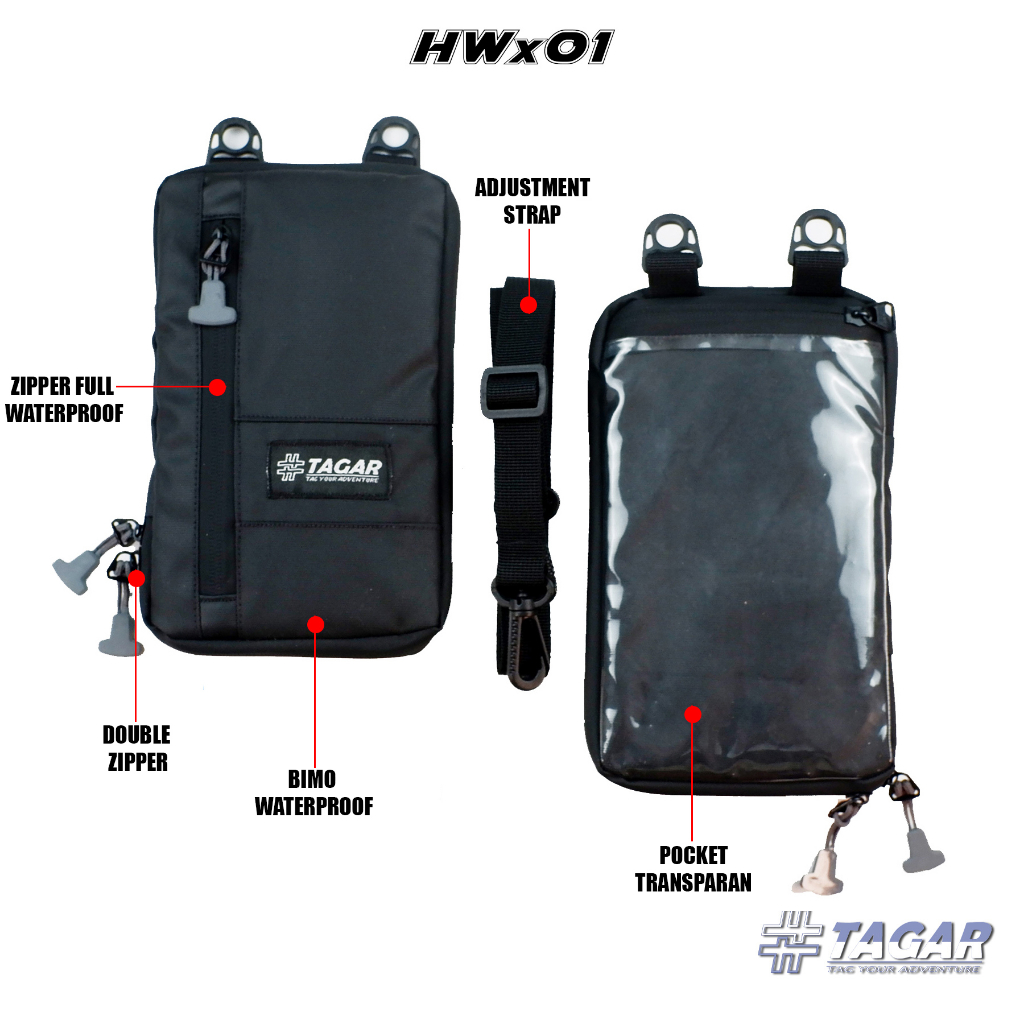 Hanging Wallet Tas Hp Dompet Waterproof Slingbag Kecil Anti Air Tas Selempang Pria Wanita TAGAR HWx01