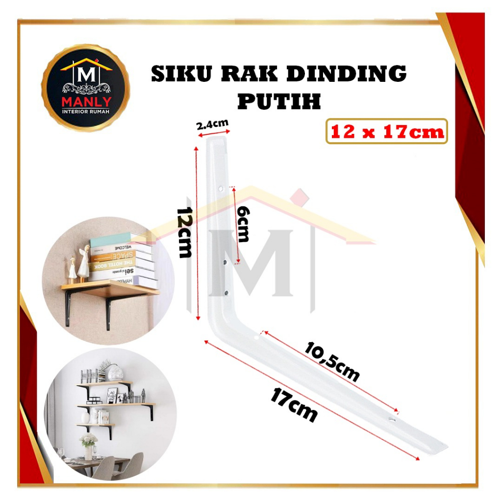 Siku Rak Dinding Besi L Rak Penyangga Bracket Ambalan Siku Breket KUAT Hitam Dan Putih