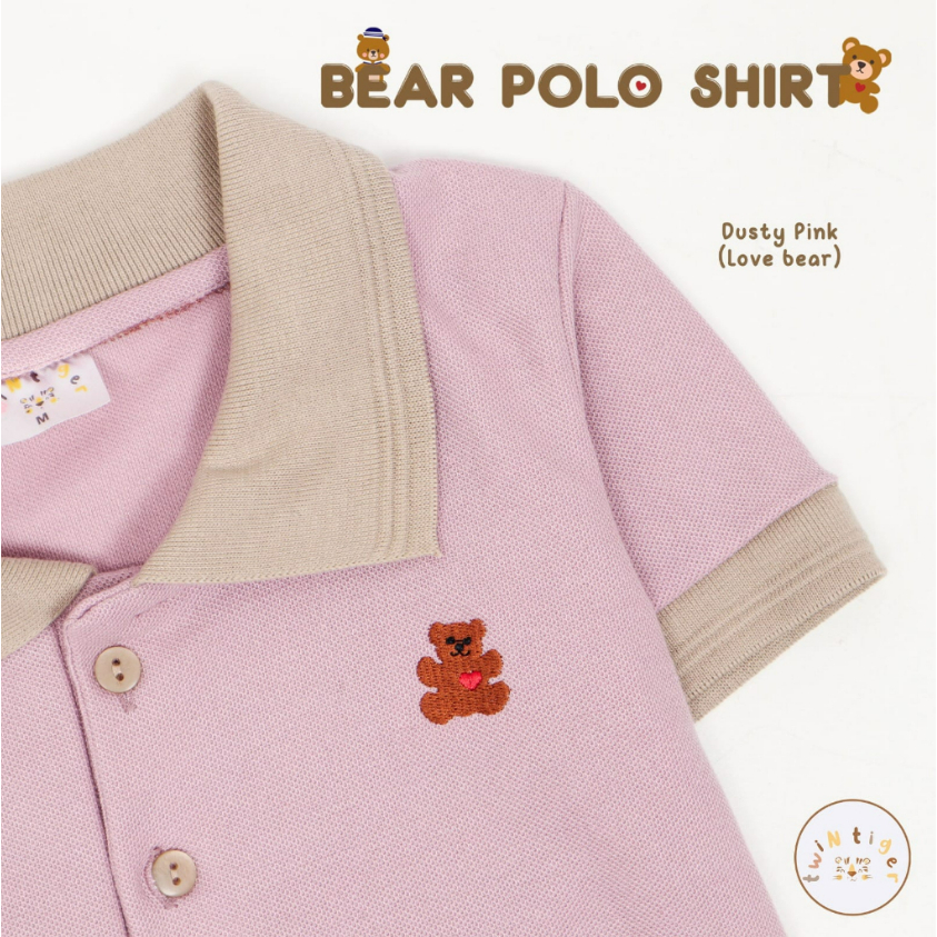 Twin Tiger Polo Bear Shirt Atasan Kaos Polo Anak Unisex 1-5 Tahun