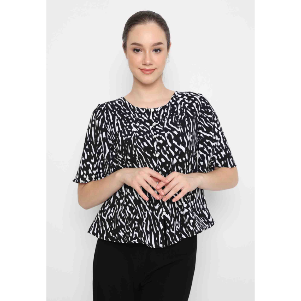 Lyne Halim Blouse Print Hitam Zebra, 3064.