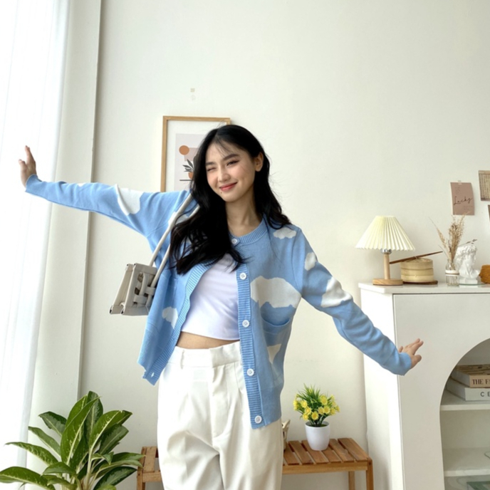 Cloud Cardigan - Sweater Rajut - Top Wanita Korea - Atasan Rajut Wanita