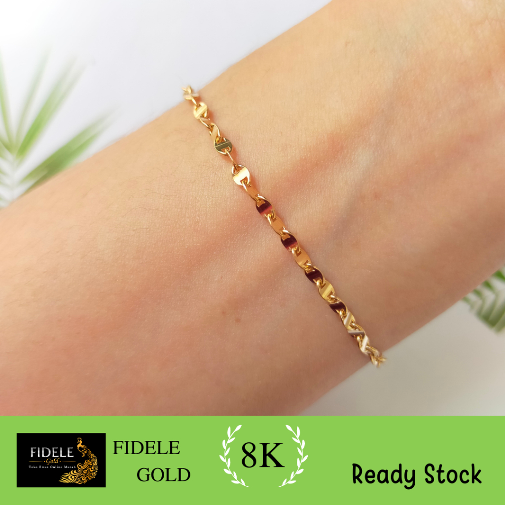 Gelang rantai biji timun anting fashion emas asli kadar muda 9k 420