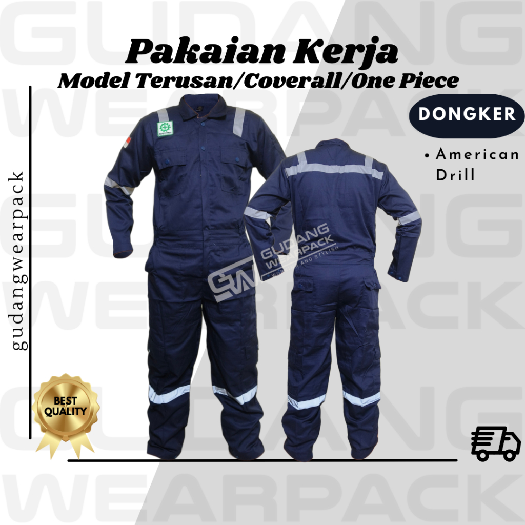 Gudang Wearpack - Pakaian Kerja Seragam Proyek Coverall - Terusan - One Piece Warna Dongker