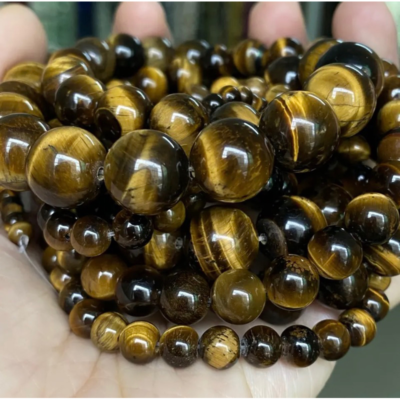 Gelang Brown Tiger Eye / Gelang Tiger Eye / Gelang Kristal 6mm / Gelang Batu Alam / Crystal Bracelet