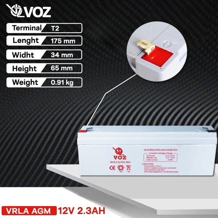 Voz Baterai VRLA 12V 2.3 Ah | Baterai Aki Voz 12V