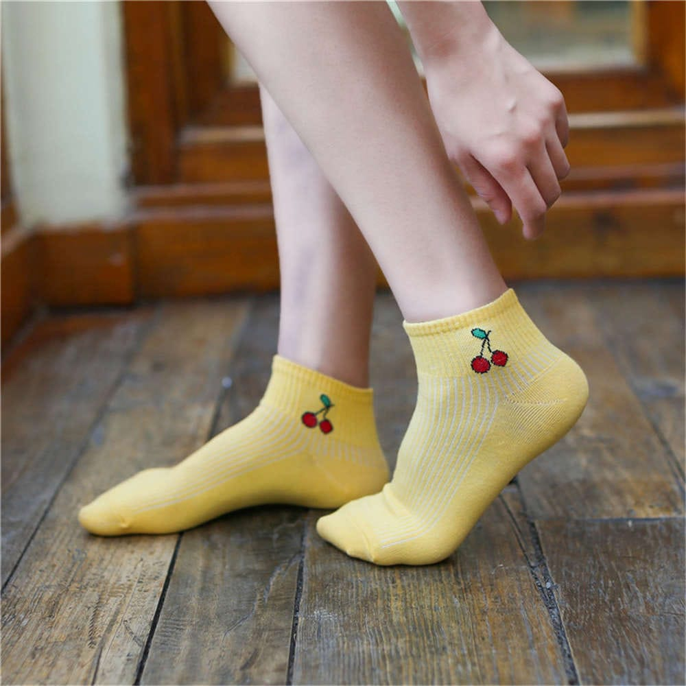 Kaos Kaki MOTIF BUAH Cute KaosKaki Pendek motif Buah Socks Fashion Wanita Korea