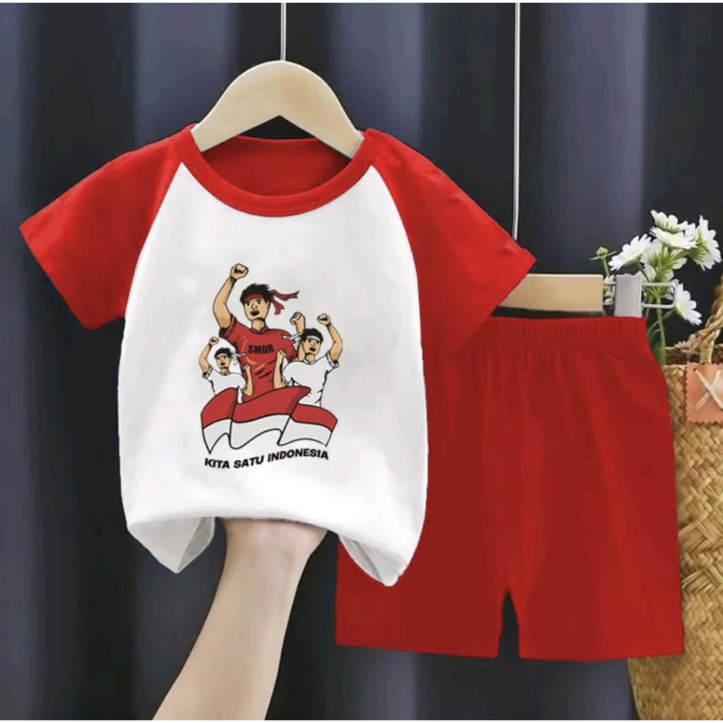 Promo-Setelan Baju Merah Putih 17 Agustus Anak Cowo Dan Cewe Terbaru Umur 1-8 Tahun