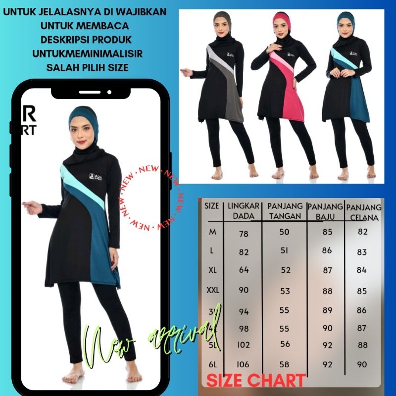 A2R Sport - Blouse 1 Dewasa Baju Renang Muslim Wanita