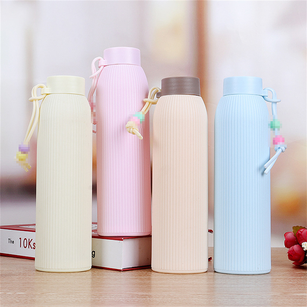 botol minum kaca macaron 500ml / botol kaca polos warna lucu / tumbler macaron kaca