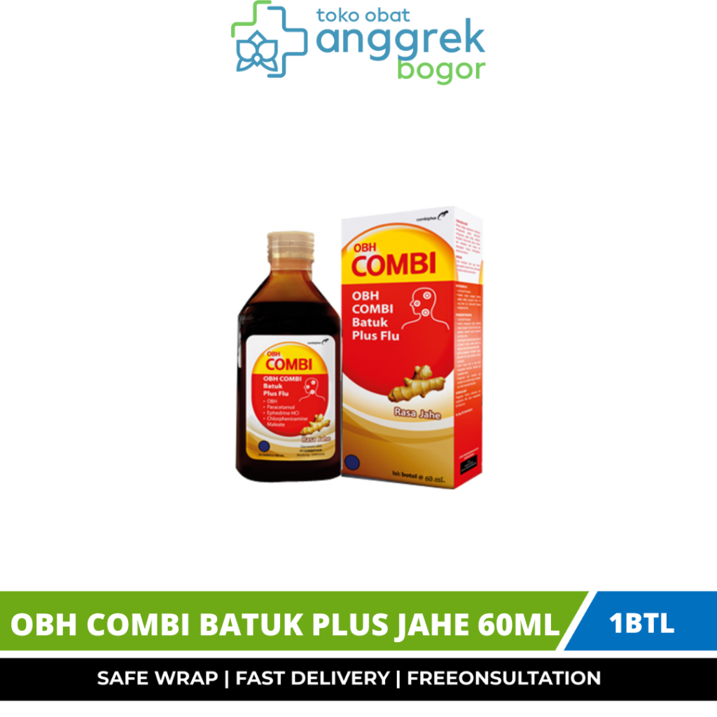OBH COMBI BATUK PLUS FLU JAHE 60ML/OBAT BATUK BERDAHAK/OBAT BATUK ANAK DAN DEWASA/MENGELUARKAN DAHAK