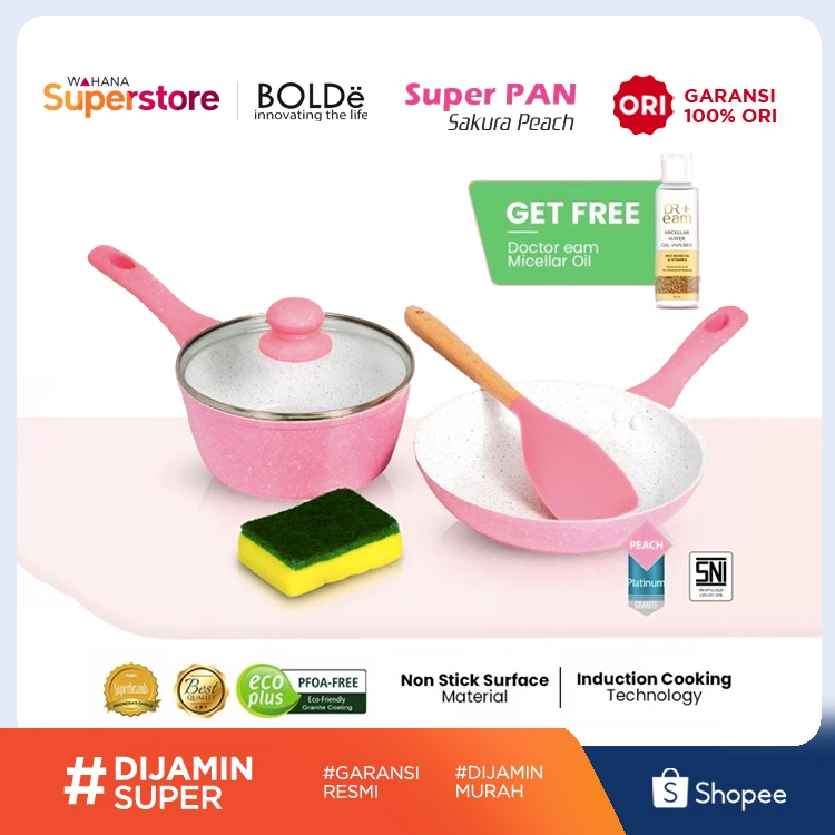 Bolde Super Pan Anti Lengket Sakura Peach 5 set
