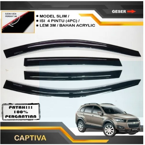 Bayar Ditempat - Talang Air Pintu Mobil CHEVROLET CAPTIVA MODEL SLIM High Quality - Talang Mobil - P
