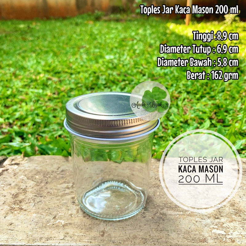 Toples Jar Kaca Mason 200 Ml Alumunium Jar Kue Puding Es Cream