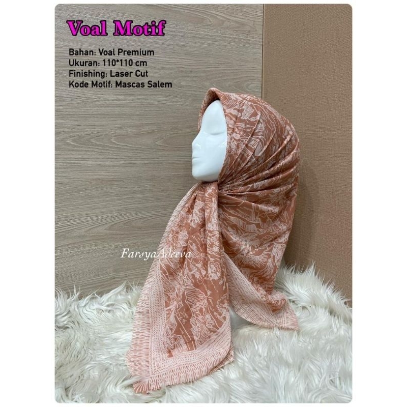 hijab segiempat motif gunung warna salem krudung voal premium