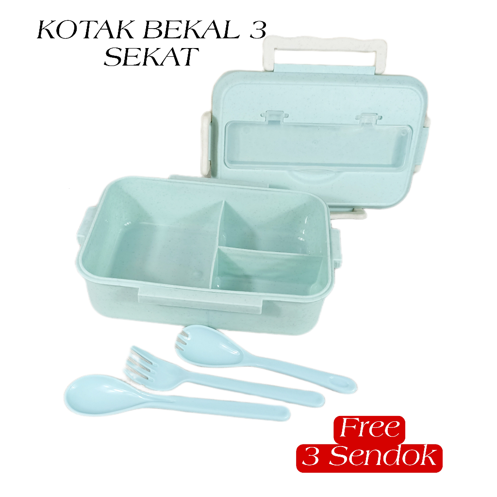 A1 Kotak Bekal Nasi 3 Sekat Lengkap 3 Sendok Food Grade