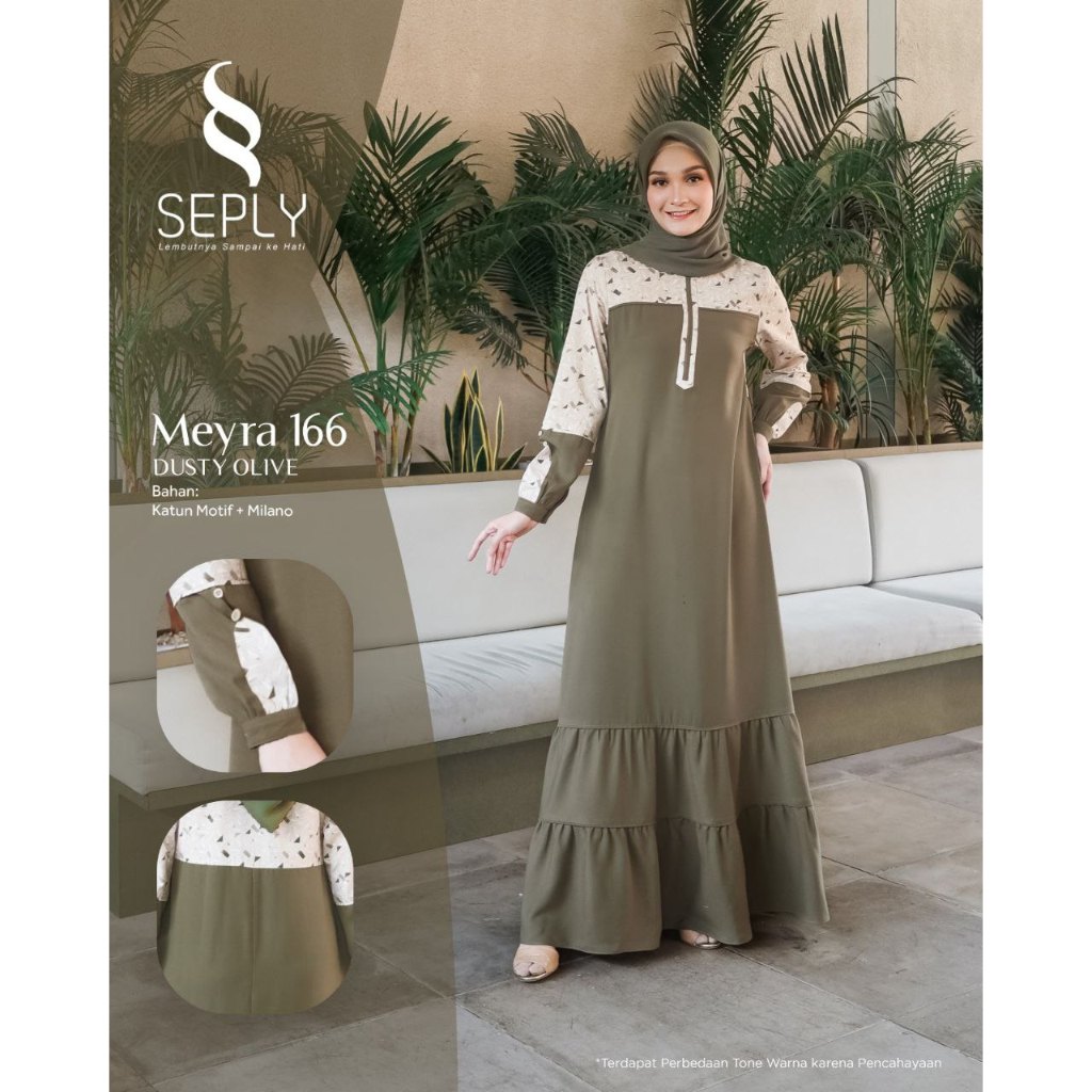 COD GAMIS KATUN SEPLY MEYRA 166 NAVY I DUSTY OLIVE ORIGINAL
