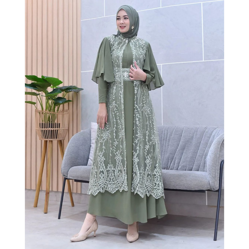 COD - GEORGINA DRESS INNER DRESS + BELT + OUTER - DRESS WANITA KONDANGAN BRIDESMAID