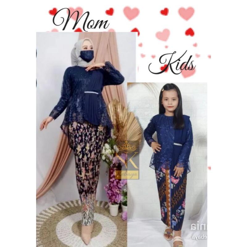 BAJU KEBAYA COUPLE / SET KEBAYA IBU DAN ANAK PEREMPUAN 4-12 TAHUN KEBAYA PESTA KEBAYA COUPLE