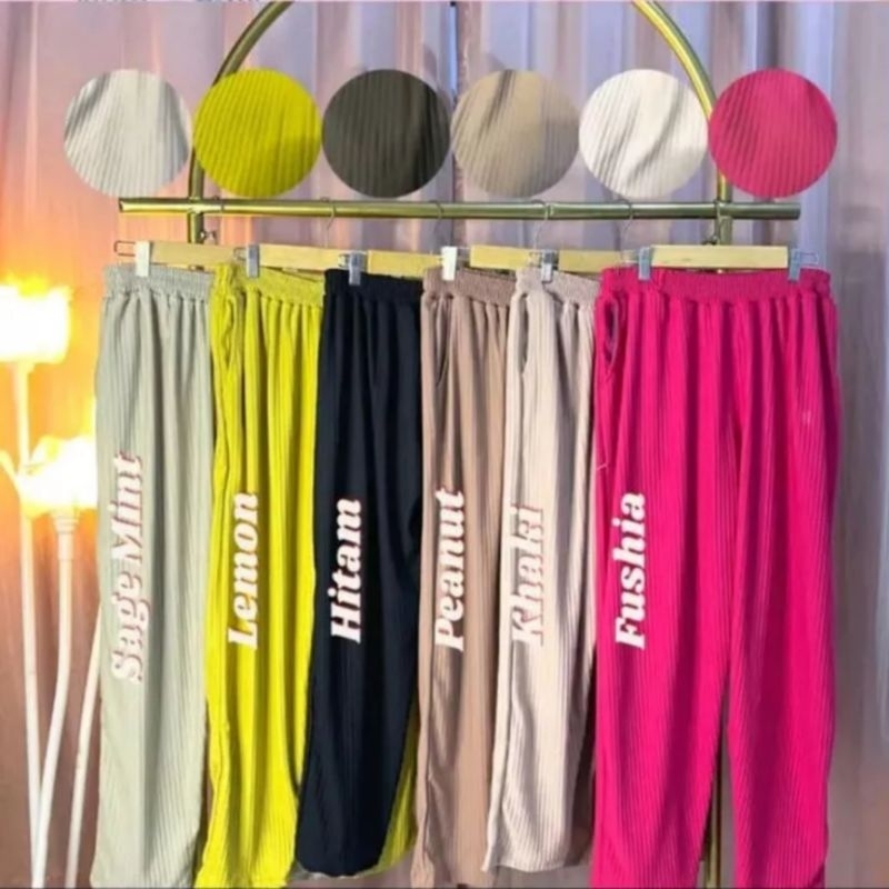 CELANA LUNA KNIT IMPORT BAGGY PANTS KNIT BIG SIZE JUMBO