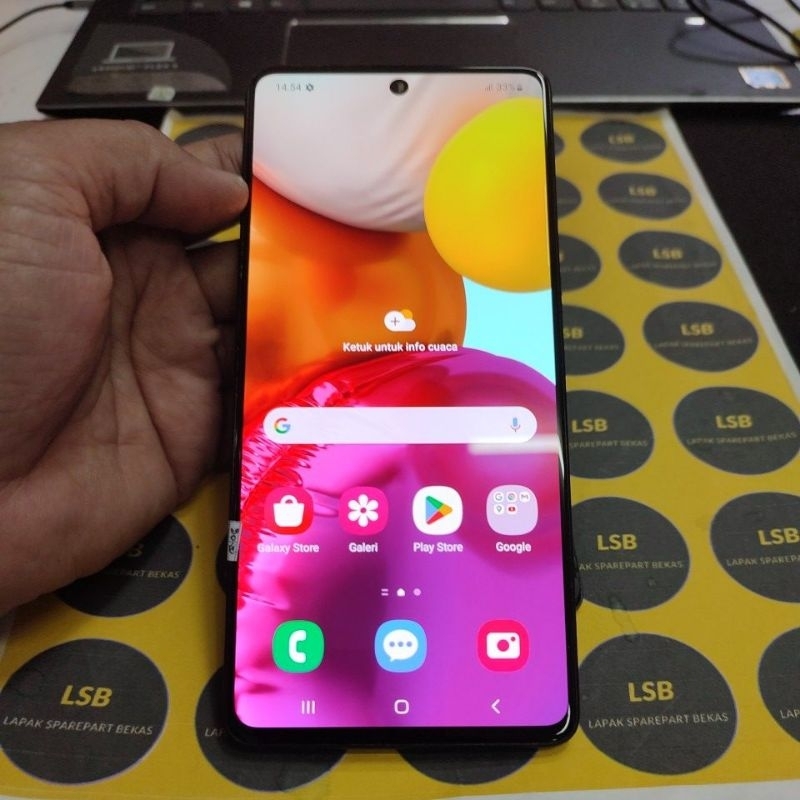 LCD FULLSET FRAME SAMSUNG A71 A715F ORIGINAL BEKAS