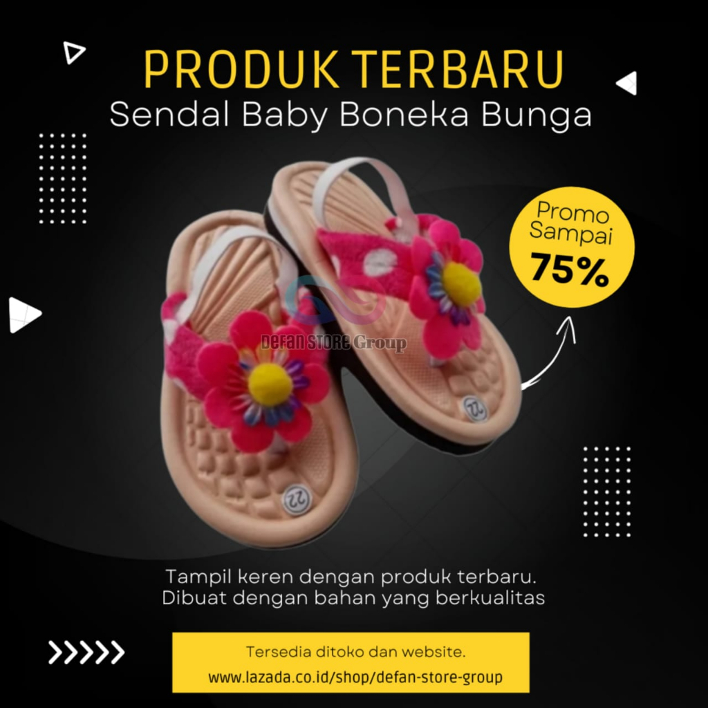 Sendal Jepit Pres Anak Perempuan Motif Bunga Kekinian