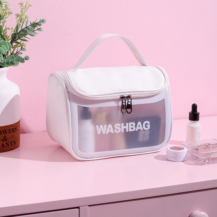 Tas Washbag Transparan Besar / Organizer Bag / Pouch WashBag / Tas Kosmetik Isi Banyak / Tas Kosmetik Besar