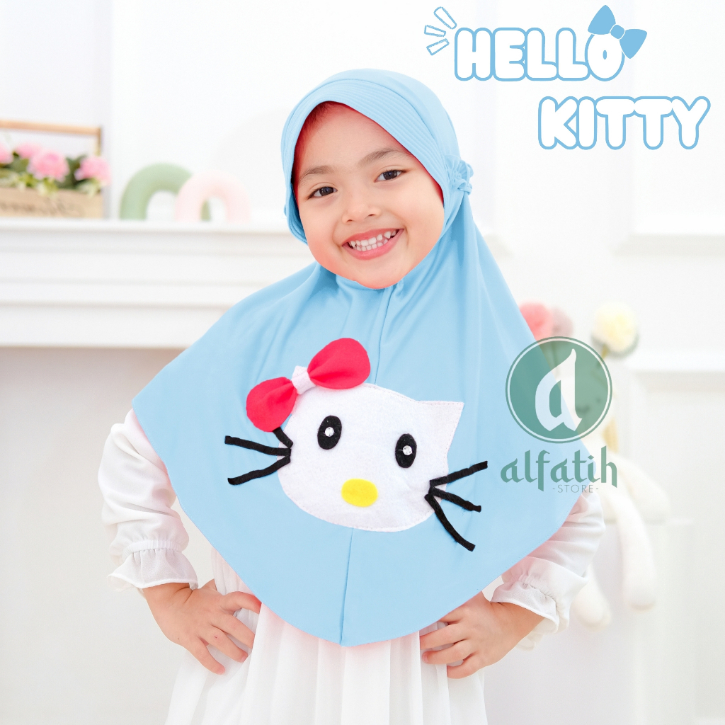 ALFATIH STORE / Hijab Anak Hello Kitty Jersey / variasi Karakter Hello Kitty / Jilbab anak murah