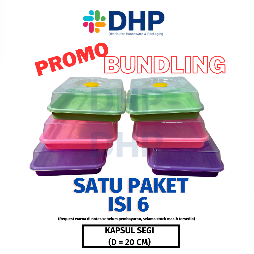 PROMO BUNDLING (ISI 6 pcs) KAPSUL SEGI D20=cm Wadah Jajanan Pasar Kue Bolu Kue Plastik Penyimpanan