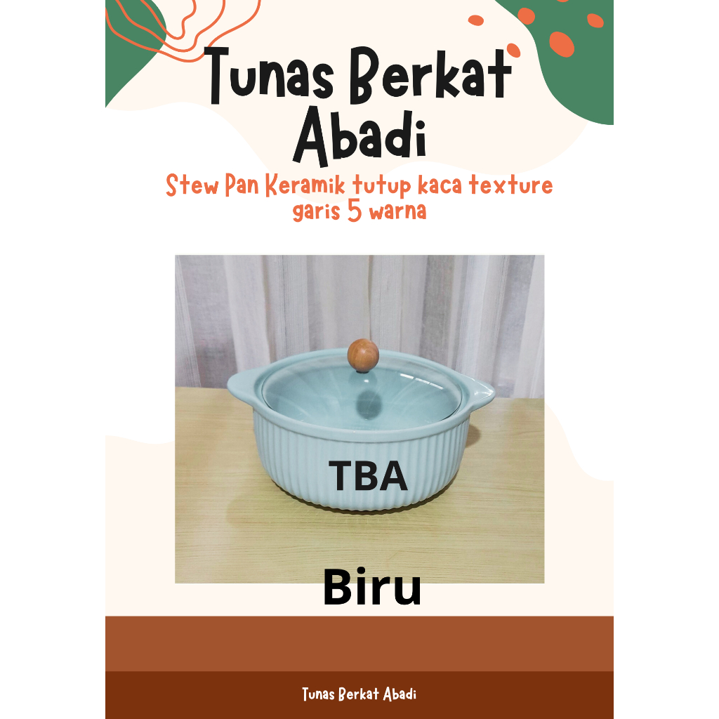 Stew Pan Keramik tutup kaca texture garis 5 warna