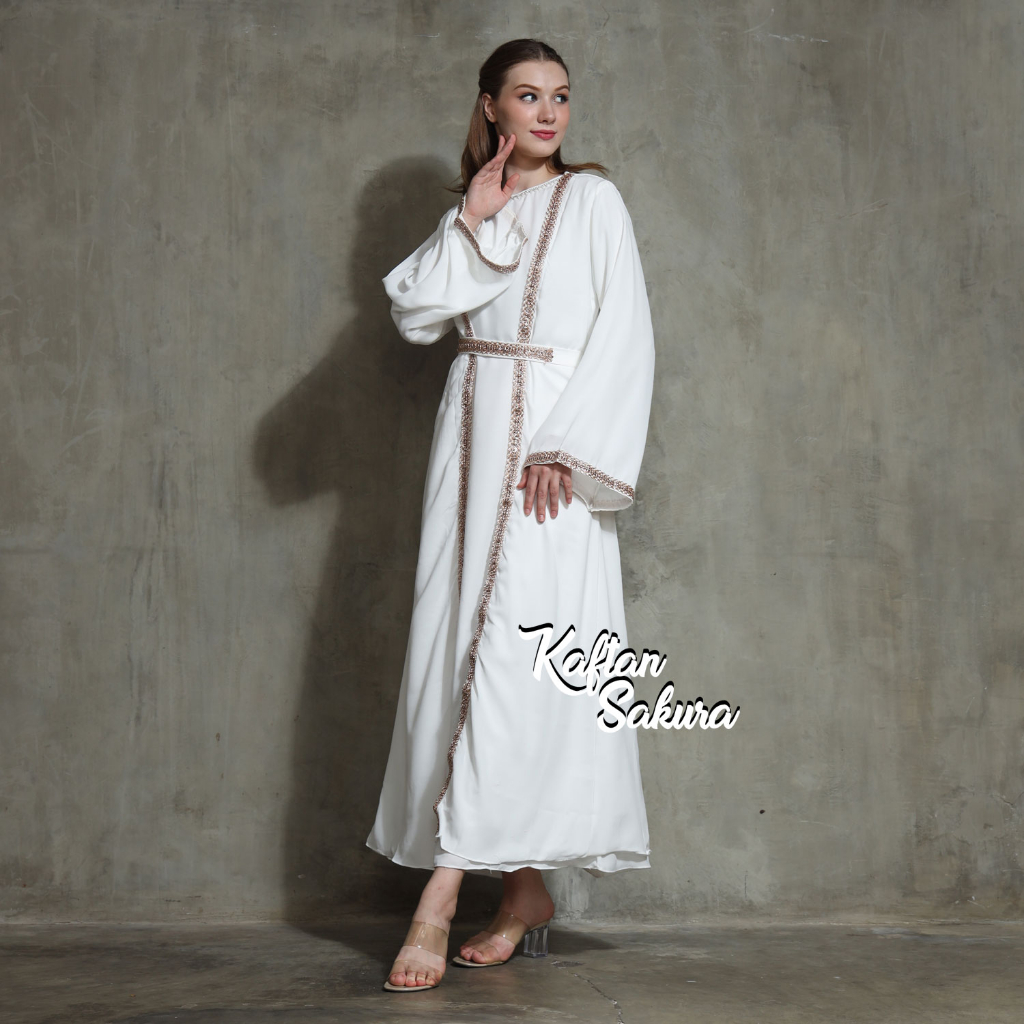 Gamis Wanita plus Outer Bahan Sifon sudah Puring Gamis Bordir Mewah cantik untuk Lebaran dan Pesta Kondangan Terbaru Syari warna Hitam Maroon Putih