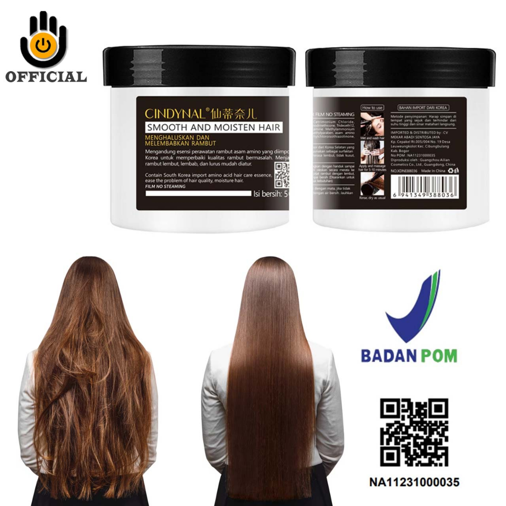 BPOM CINDYNAL HAIR MASK KERATIN SMOOTING MASKER PELURUS RAMBUT TANPA CATOK PERAWATAN TREATMENT SALON  500Gram