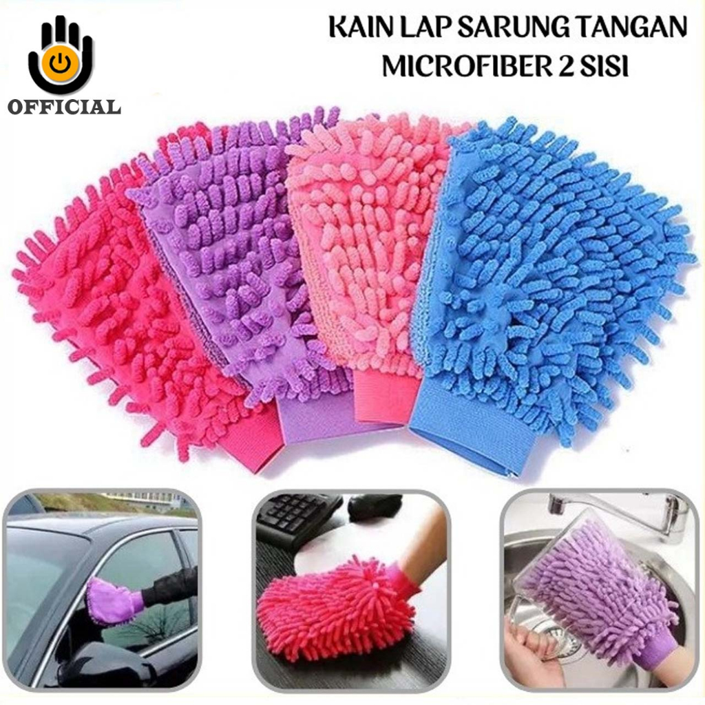 Sarung Tangan Microfiber Cendol 2 Sisi Kain Lap Serbaguna Pembersih Dapur Mobil Motor multifungsi