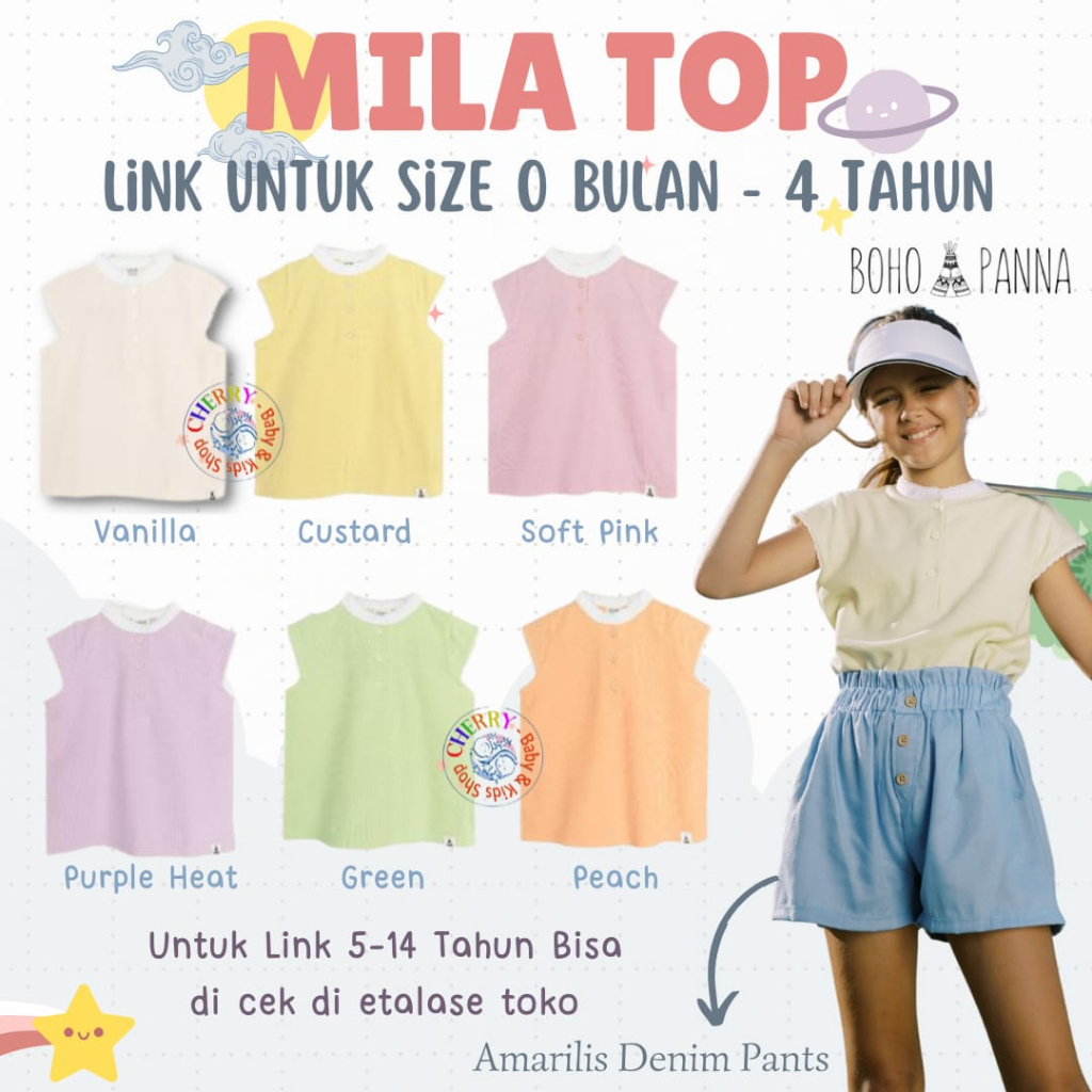 Bohopanna Mila Top 0-4 Tahun Blouse / Polo Top Lacoste Anak Perempuan CBKS