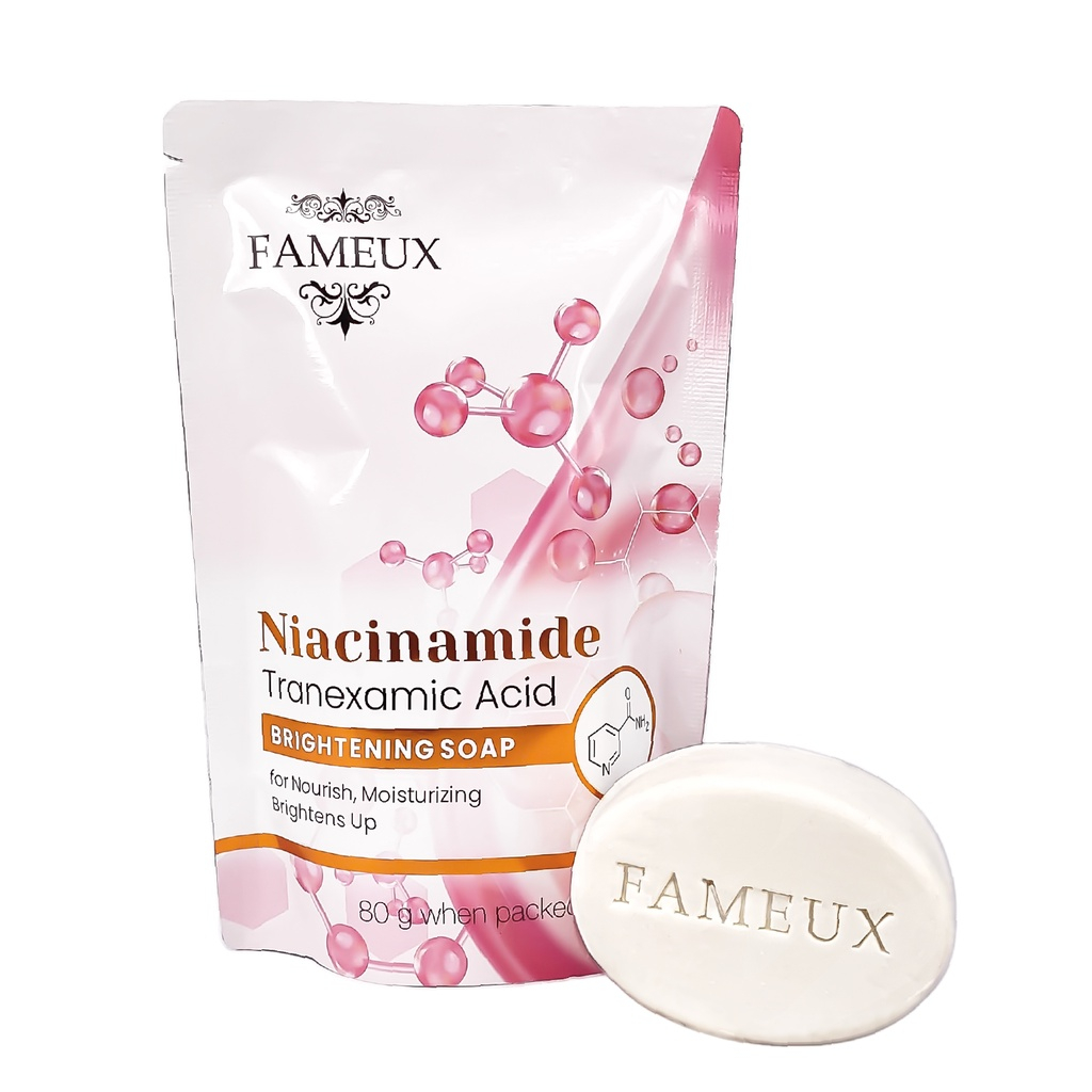 ❤ MEMEY ❤ FAMEUX Brightening Bar Soap 80g | Niacinamide + Tranexamic Acid