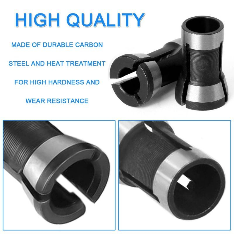 3pcs Adapter collet 6mm 6.35mm 8mm Collet Trimmer Adapter Chuck Collet Mesin Ukir Chuck Trimmer Collet