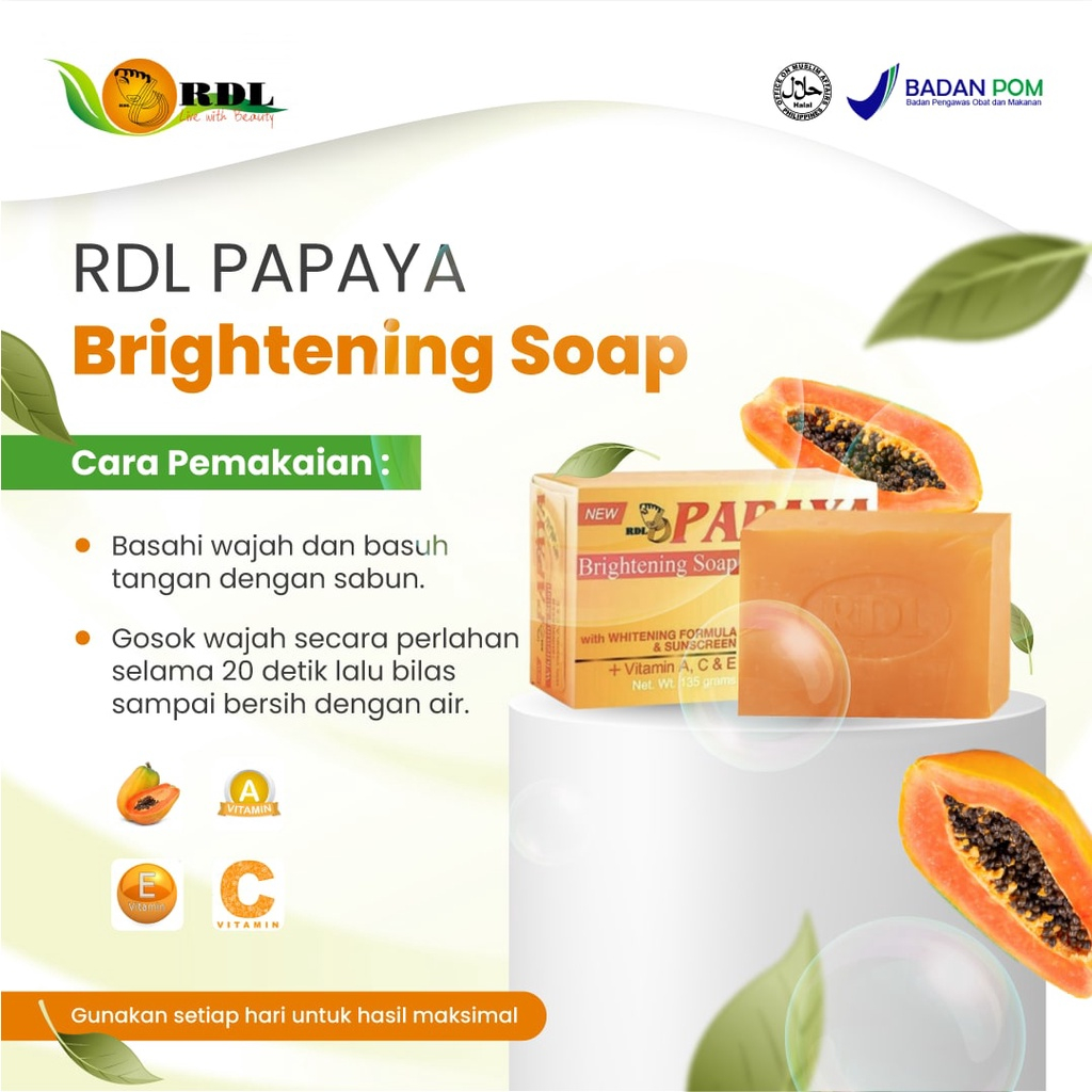 ❤ MEMEY ❤ RDL Papaya Brightening Soap 135g | Made In Philippines BPOM