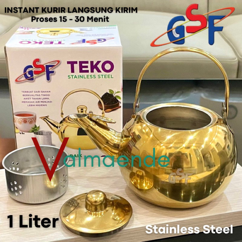 Teko Stainless Steel Teko Air Panas Dingin GSF 3514 Jug Pitcher Teko Serbaguna Kapasitas 1 Liter