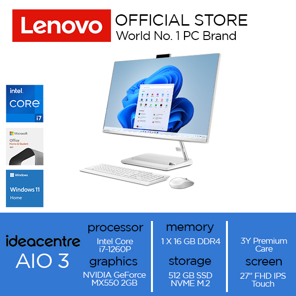 Lenovo IdeaCentre AIO3 27IAP7 Corei7-1260P 16 512SSD+1THDD MX550 Touch