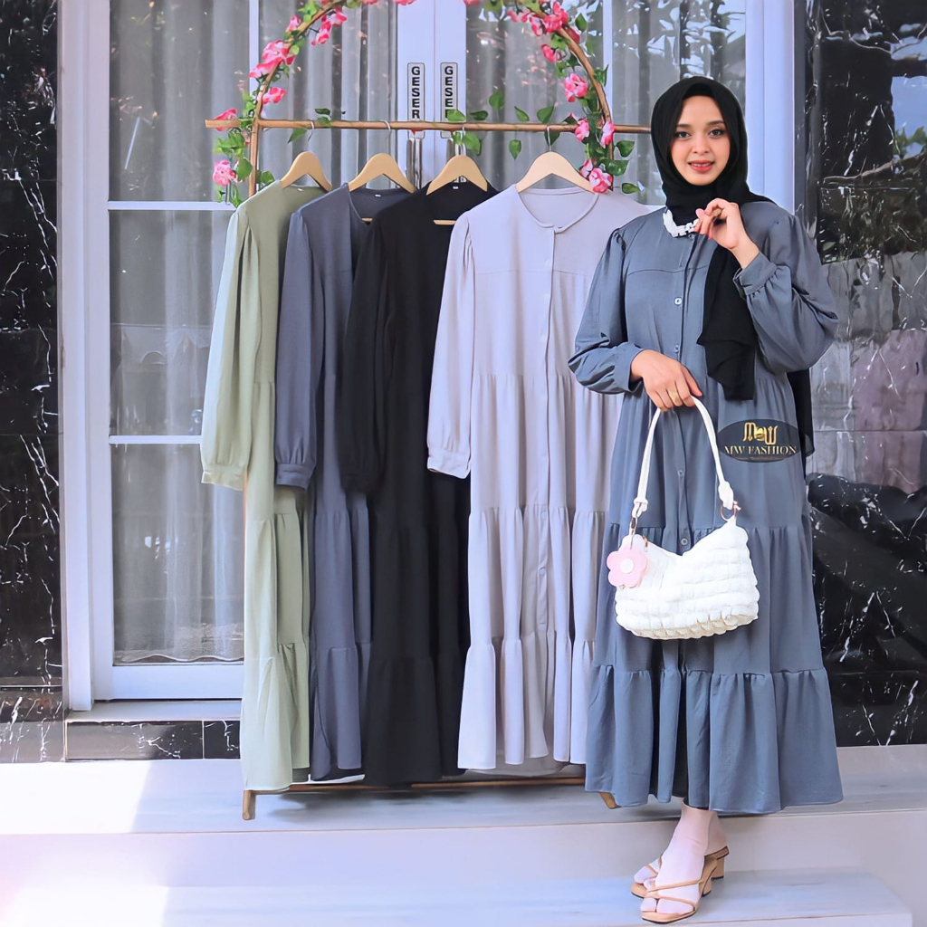 GROSIR HIJABKU Shakila Maxy Dress /Gamis Ladycrush Full Kancing / Dress Lady Crush Premium Model Gam