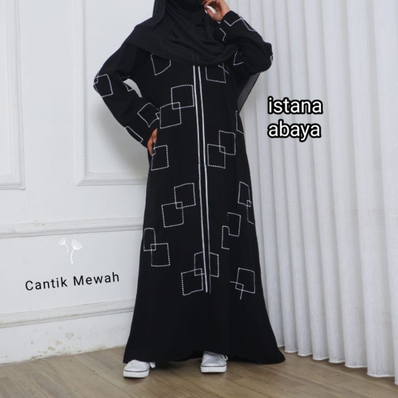 abaya Bordir istanbul kotak2 cantik real pic 100%