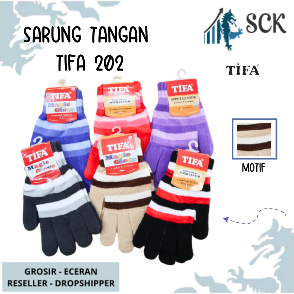 Sarung Tangan TIFA 202 Strip WARNA Polos TIFA STRIP 202 / Kaos Tangan Cewek Perempuan Dewasa Wanita / Perlengkapan Otomotif - sckmenwear GROSIR