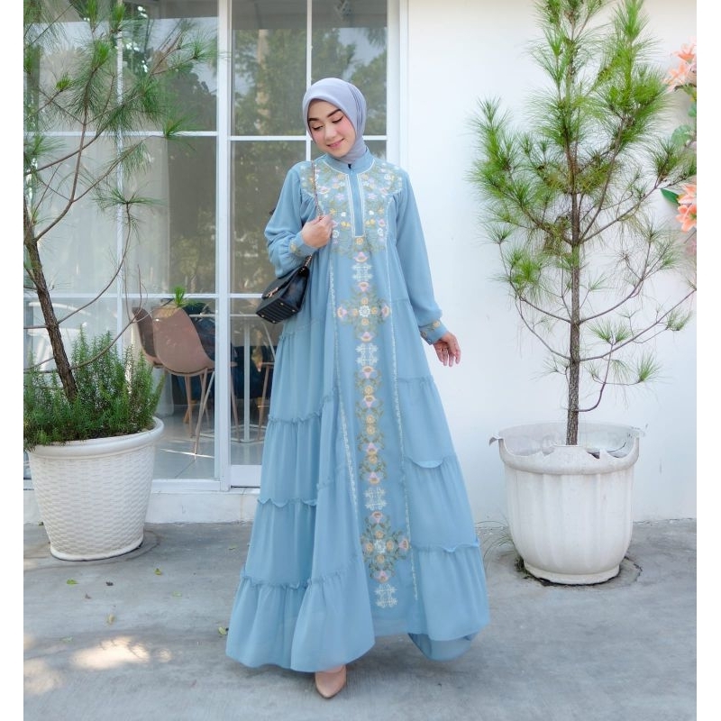 Zaja - Vaniaa Dress Bordir Mewah Mix Swaroski Cantik Matt Babydoll Armani Warna-warna Cantik &amp; Anggun Baju Gamis Mewah Kekinian